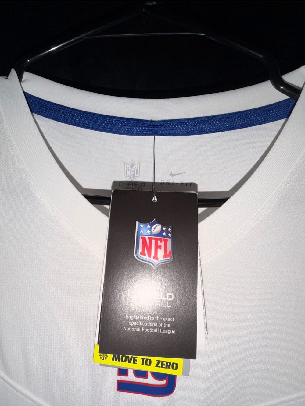 Nike White Men's Football Jersey with Blue Trim